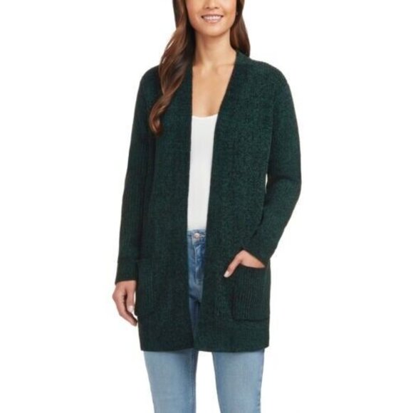Matty M Women's Long Sleeve Knit Cardigan Sweater Open Front Heather Olive L NWT - Picture 1 of 5